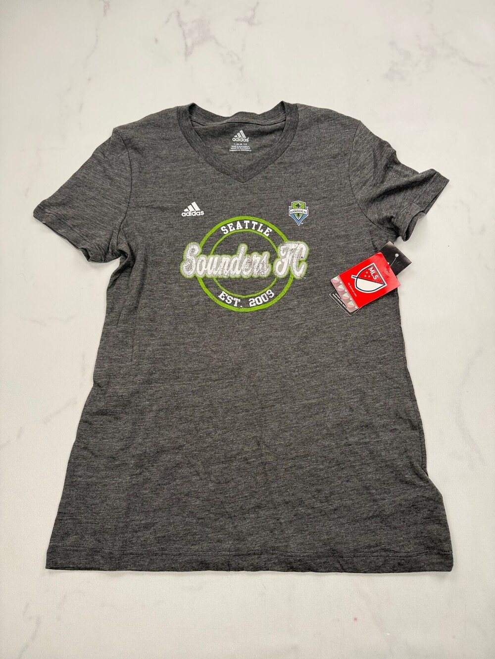 Adidas Seattle Sounders FC T Shirt Gray 2010s Graphic Tee - Girls L
